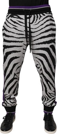 Dolce & Gabbana Black White Zebra Men Jogger Sweatpants Pants And Cotton