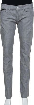 Emporio Armani Grey Cotton 5 Pocket Detail Tapered Leg Trousers