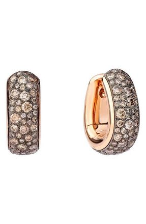 POMELLATO Iconica Diamond Huggie Hoop Earrings in Rose Gold at Nordstrom