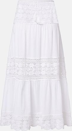 Anna Kosturova Filigree crochet-trimmed cotton midi skirt