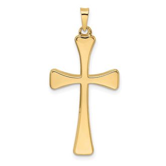 Diamond2Deal 14k Yellow Gold Polished Hollow Cross Pendant