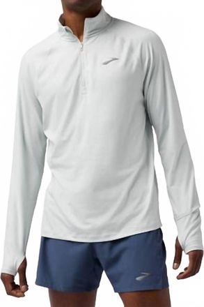 Brooks Dash Zip Running Shirt In Smoke