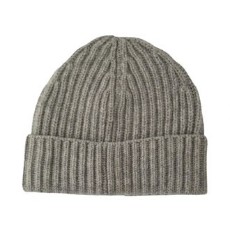 Malo Malo gebreide muts met omslag - Heren - Accessoires - Grijs - Maat: ONE Size