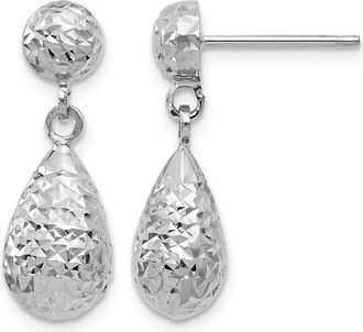 Diamond2Deal 10K White Gold Teardrop Shape Drop Dangle Earrings