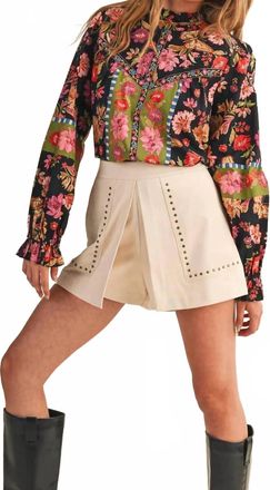 Merci Exclusive Floral Border Print Top In Multi Color
