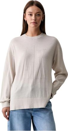 A|X Armani Exchange Pullover met ronde hals - Dames - Ronde hals truien - Beige - S - Wol - Truien & Vesten