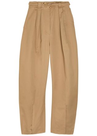 Sportmax Belted Cotton Wide-leg Trousers - Brown - 16 (UK16 / XL)