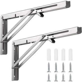 OEM Paquete De 2 Consolas Plegables Profesionales De Acero Inoxidable, Mesa Consola Plegable De 400 Mm, Estante Plegable Que Ahorra Espacio, Soporte De Me