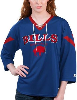 Starter Womens Starter Royal Buffalo Bills Rally Lace-Up 3/4 Sleeve T-Shirt at Nordstrom, Size Xx-Large