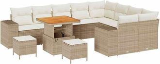 vidaXL Conjunto De Sof&aacute; De Jard&iacute;n 12 Pcs Beige Rat&aacute;n Sint&eacute;tico Vidaxl