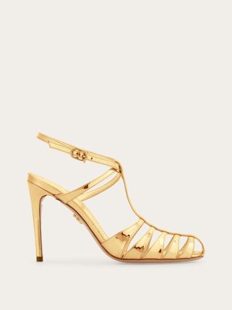 Ferragamo Women Cage stiletto sandal Gold Size 10.5