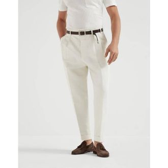 Brunello Cucinelli MenS Off White Linen Trousers, Size 44