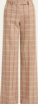 Valentino Garavani Check Wool Wide-Leg Pants