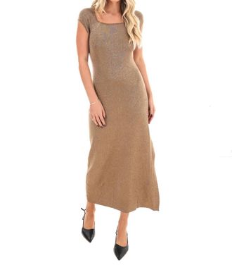 Le Lis Blanc Deux Effortless Shine Metallic Midi Dress In Gold