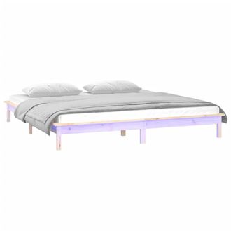 vidaXL Estructura De Cama Led Sin Colch&oacute;n Madera Maciza 120x200 Cm Vidaxl