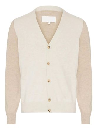 Maison Margiela elbow-patch wool cardigan - men - Wool - L - Neutrals