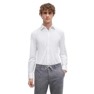 HUGO BOSS Herenoverhemd met puntkraag en lange mouwen (Wit)