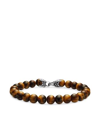 David Yurman sterling silver Spiritual Beads bracelet (8mm) - men - Tiger eye/Silver - M - Brown
