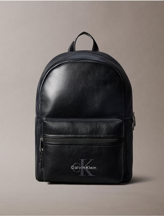 Calvin Klein Mens Bold Monologo Backpack - Black