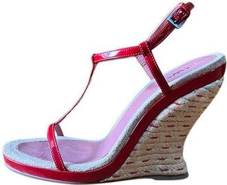 Alaia Strappy Patent Espadrille Wedges Size 36.5
