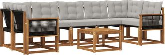 vidaXL Conjunto De Sof&aacute;s De Exterior 8 Uds. Natural Y Gris Claro Vidaxl