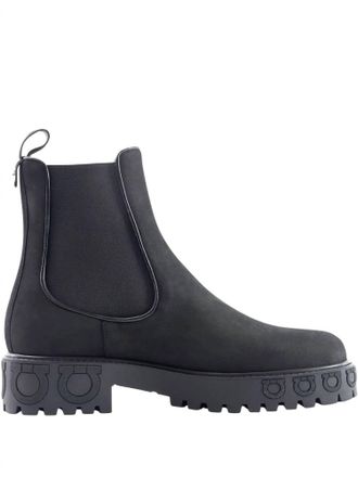 Ferragamo Womens Elastic Side Chelsea Boots In Black