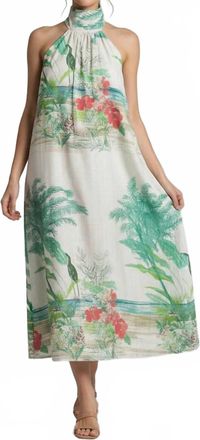 Starkx Nile Dress In Green Plant Print