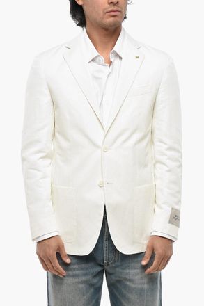 Corneliani CC COLLECTION Blazer in Cotone e Lino Due Spacchi Rever Classico Corneliani