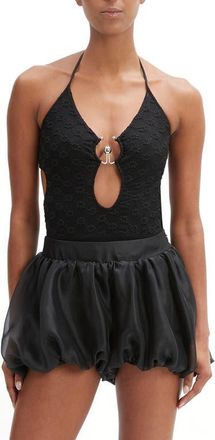 Bardot Rosala Halter Lace Bodysuit in Black at Nordstrom, Size 6