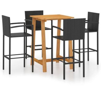 vidaXL Conjunto De Bar Para Jard&iacute;n 5 Piezas Negro Vidaxl