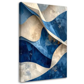 Feeby Cuadro En Lienzo, Formas Abstractas Figuras Morado Azul, 80x120