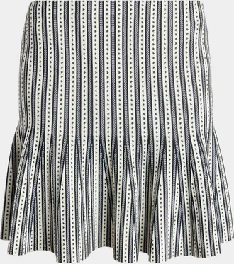 Alexander McQueen Jacquard-Striped Flounce Mini Skirt