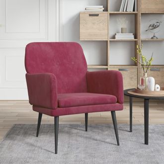 vidaXL Sill&oacute;n De Terciopelo Rojo Tinto 62x79x79 Cm Vidaxl