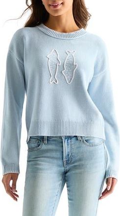 Lucky Brand Embroidered Fish Sweater in Skyway at Nordstrom Rack, Size X-Large