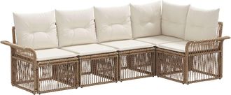 vidaXL Conjunto De Sof&aacute;s De Jard&iacute;n 5 Uds. Beige Rat&aacute;n Sint&eacute;tico Vidaxl