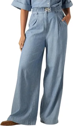 Aaiko Lotty Stripe CO 568 - Dames - Broeken - Blauw - Maat: L Katoen