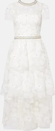 Self Portrait Bridal - Abito midi in tulle con perline