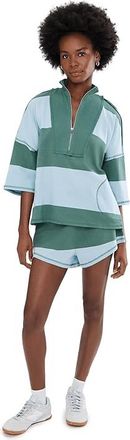 Free People Movement Retro Rugby Set Womens Shorts Heritage Green Combo : MD (Womens 8-10), Cotton