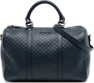 Gucci Womens Pre-owned Medium Microguccissima Boston Bag - Dark Blue Leather - One Size