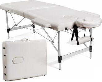 Costway Mesa De Masaje Plegable De Metal, Cama De Masaje Port&aacute;til Con Bolsa De Transporte, Reposacabezas Y Reposabrazos Desmontables, Ancho De 70 Cm, Cama Pro