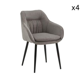 Konte Design Conjunto de 4 sillones peque&ntilde;os de tela gris y patas de metal negro