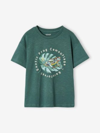 Vertbaudet Jungen T-Shirt mit Naturmotiv, Recycling-Baumwolle moosgr&uuml;n