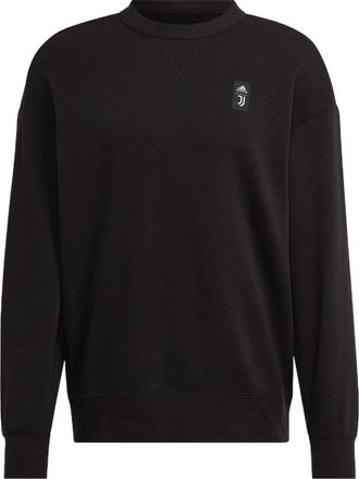 adidas Mens adidas Juventus FW22 Pattern Printing Loose Round Neck Pullover Soccer/Football Black HD8866