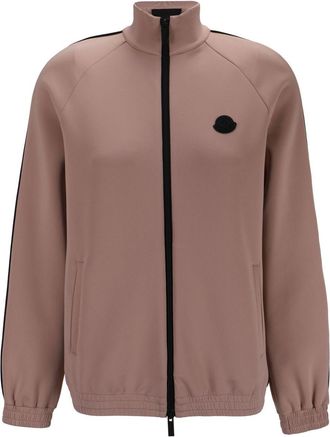 Moncler logo-print zip top - women - Spandex/Elastane/Polyester - L - Pink