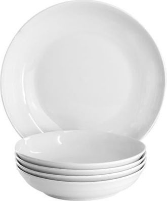 Gibson Home Great Essentials 5 Piece Fine Ceramic Serving Bowl and Pasta Bowl Set in White at Nordstrom