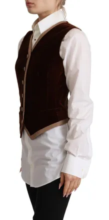 Dolce & Gabbana Velvet with Button Closure Vest - Bordeaux