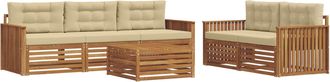 vidaXL Conjunto De Sof&aacute;s De Exterior 6 Uds. Natural Y Beige Vidaxl