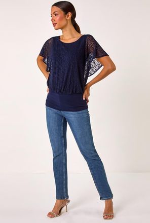 Roman Printed Burnout Bubble Hem Top
