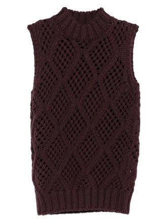 Eleventy cable-knit sleeveless top - women - Wool - M - Purple