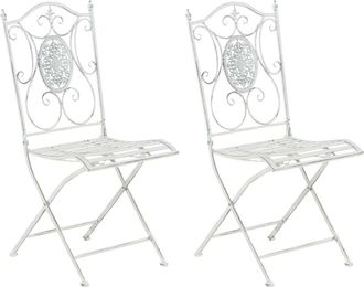 Clp Set de 2 sillas para exterior plegables en Metal Blanco antiguo